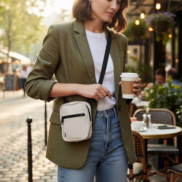Brixley Handbags - ✨ BRIXLEY Mini Crossbody Utility Tote – Cream w Black Hardware